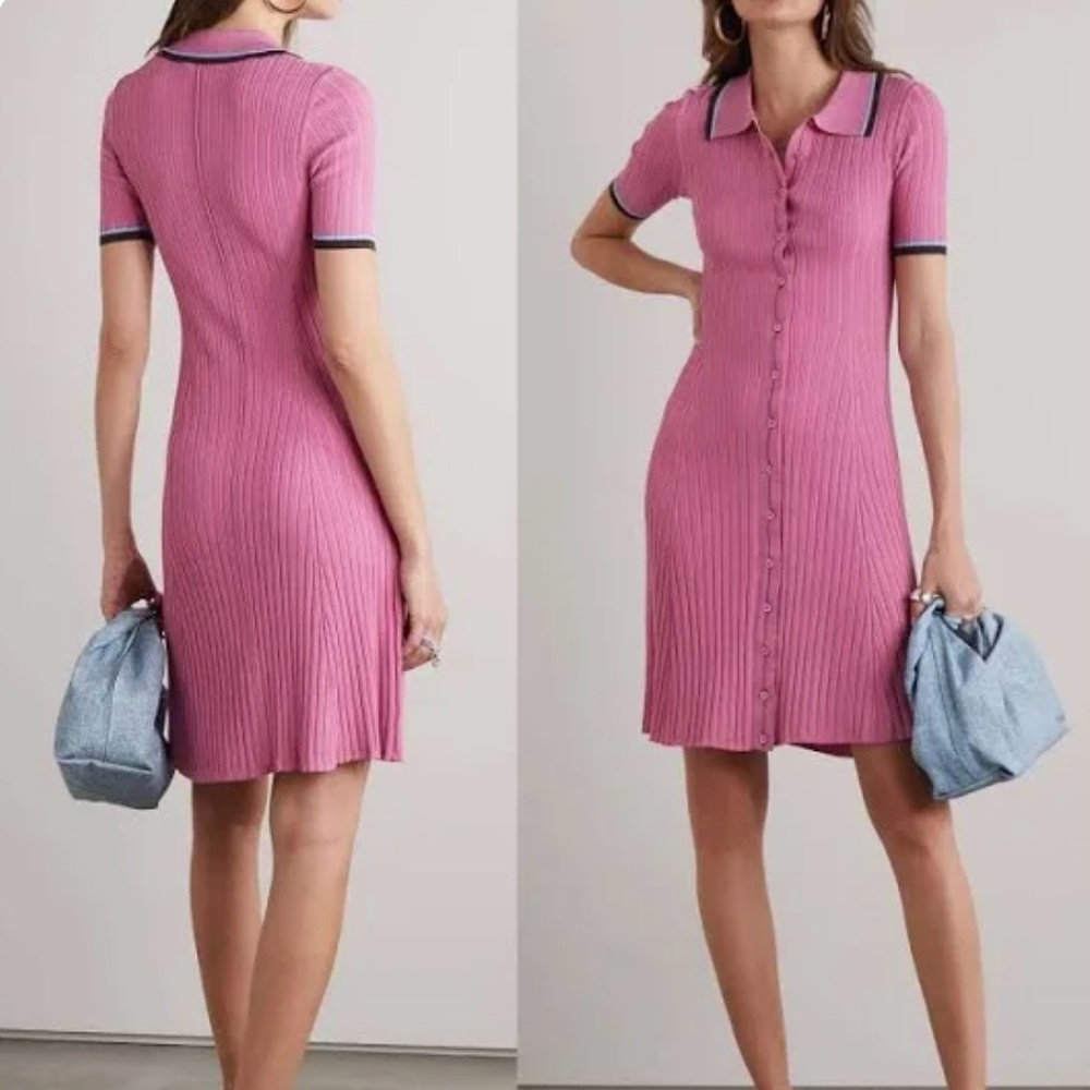 REMAIN Birger Christensen Pink ribbed midi dress